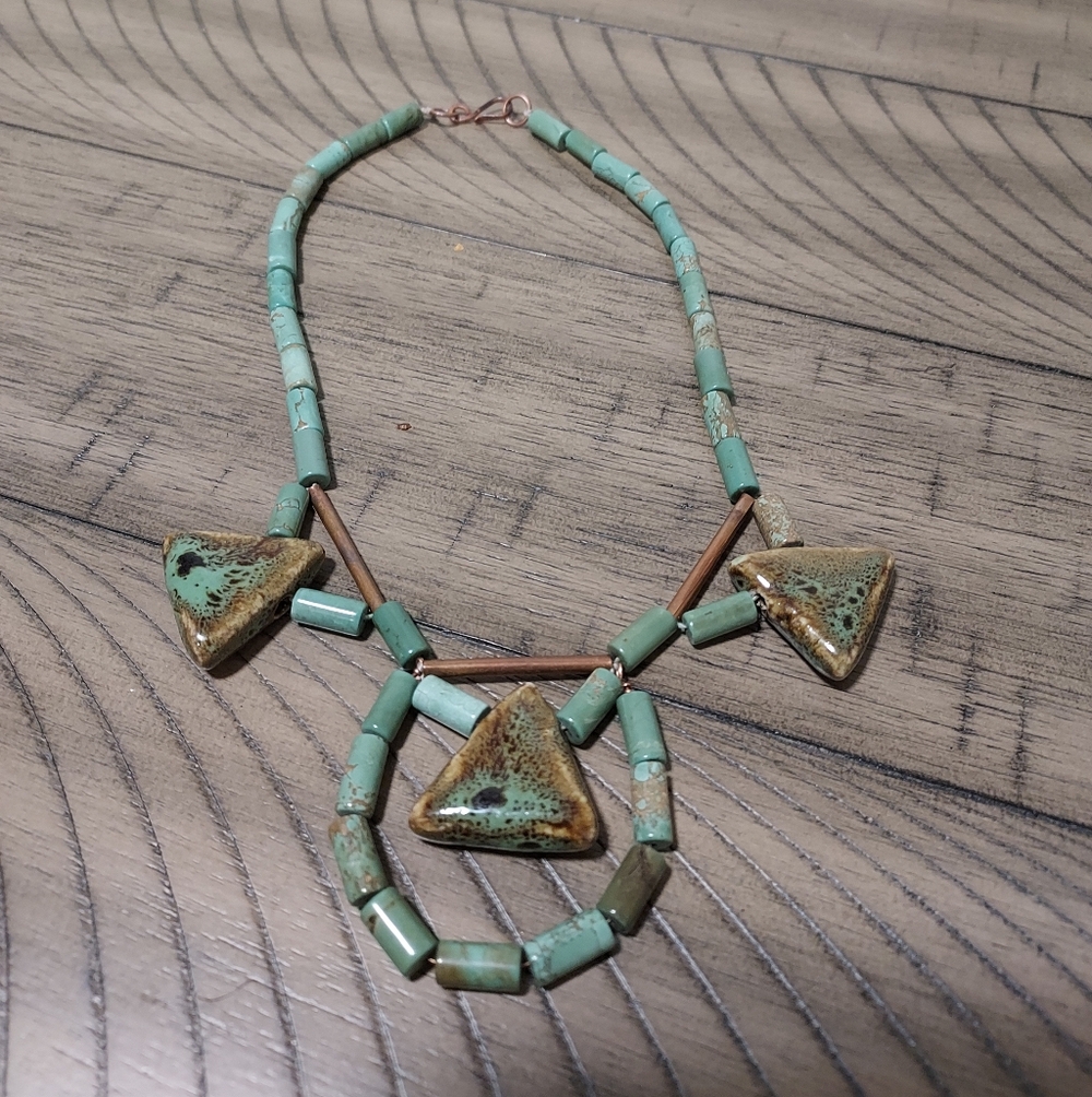 Artisan Natural Stone And Copper Necklace